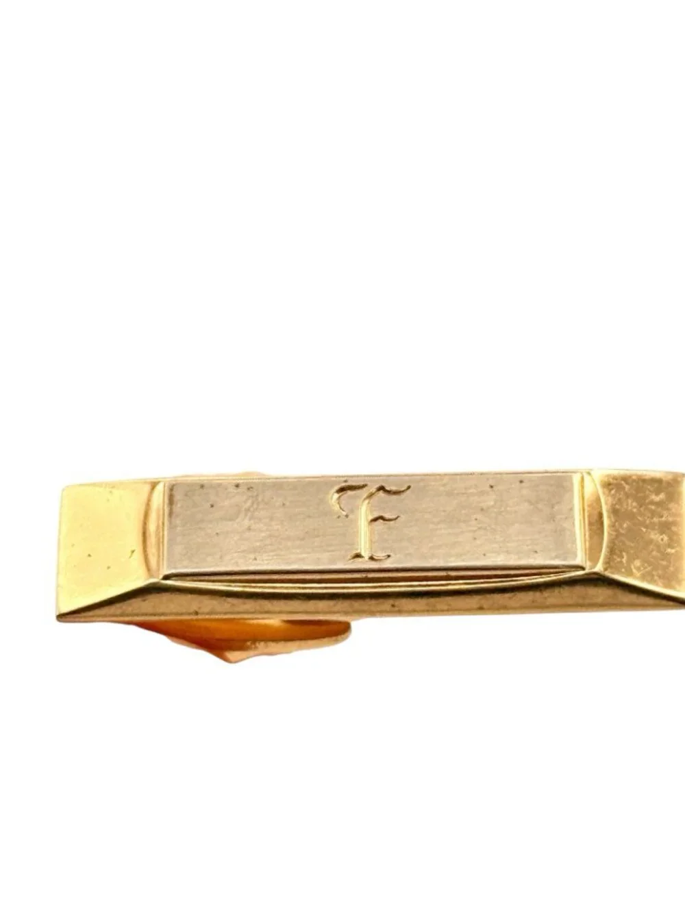 Vintage Monogram Initial F Cufflinks and Tie Clip Set Hickok USA Gold Tone